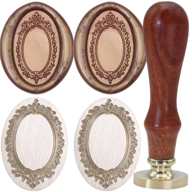 Atopbb Frame Wax Seal Stamp, 3D Embossed Frame Relief Carving Wax Sealing Stamp, FrameWax StampHead Wood StampHandle, WaxStamp for Wedding Invitations, Letter Sealing (F13) - Image 2